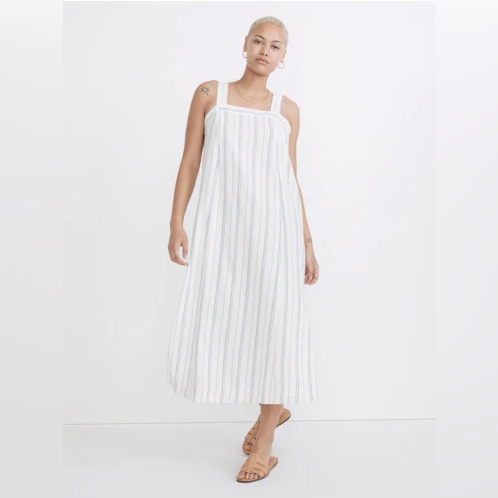 Madewell Linen-Cotton Midi Dress in Stripe
